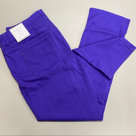 Chico's Platinum Denim Wide Cuff Crop Capri Purple - Picture 1 of 8